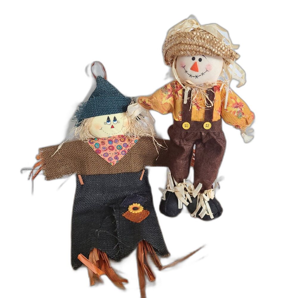 Scarecrow Friends Harvest Decoration Set Of Two Fall Autumn Halloween Decoration